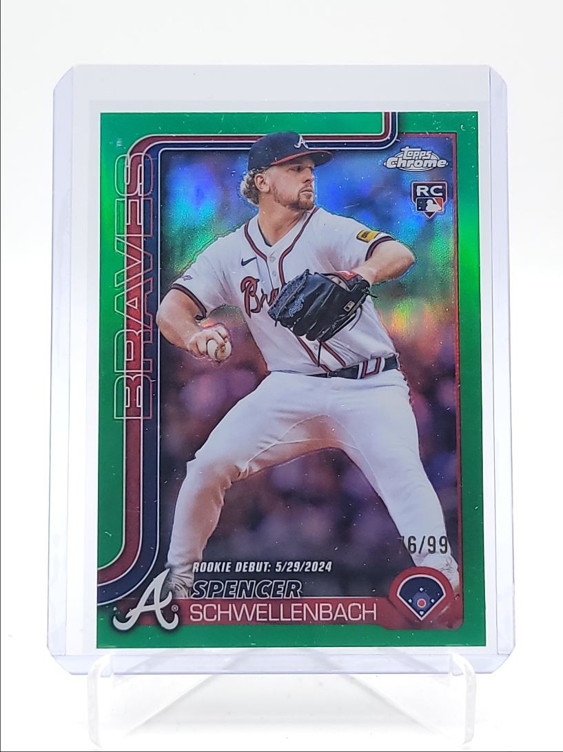 SPENCER SCHWELLENBACH 2025 TOPPS CHROME UPDATE ROOKIE DEBUT GREEN /99 Q4354
