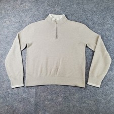 Michael Kors Sweater Mens Medium Beige Mock Neck 1/4 Zip Long Sleeve Knitted