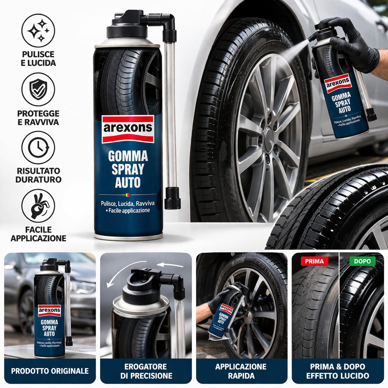 2 AREXONS BOMBOLETTA GOMMA SPRAY AUTO GONFIA E RIPARA RIPARAZIONE FORATURE foto 2