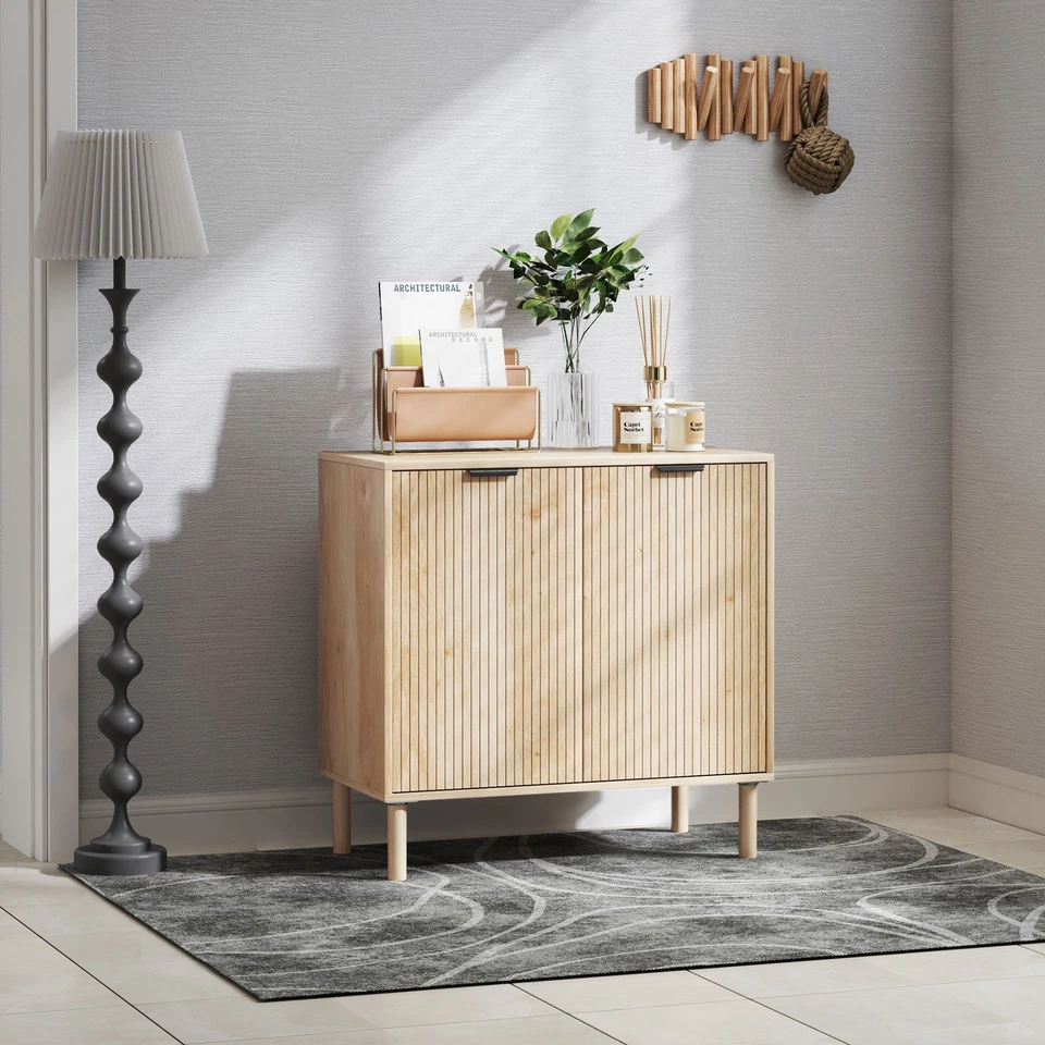 HOMCOM Mobile Moderno a 2 Livelli con Ripiano Regolabile in Legno Rovere - Immagine 2 di 4