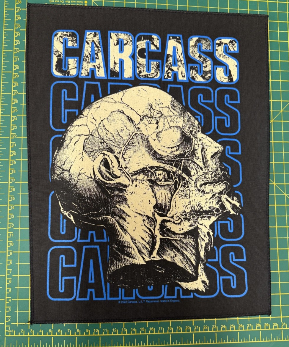 Carcass Necro Head Large Size Printed Sew On Back Patch Officially Licensed