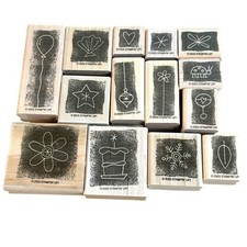 Stampin' Up 2004 Stipple Celebrations Wood-Mounted Stamp Set