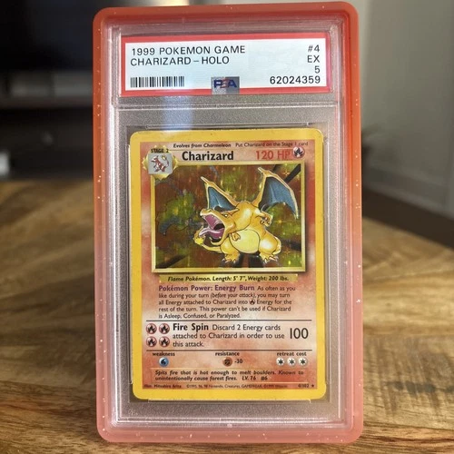 1999 POKEMON BASE SET UNLIMITED #4 CHARIZARD-HOLO PSA 5