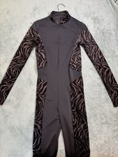 Weissman Black Animal Print Long Sleeve Dance Unitard for Women Siz Medium Adult