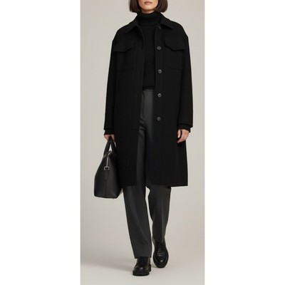 Vince Brushed Recycled Wool Shirt Coat Black Size Medium | eBay display picture 1