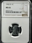 1943-D 1C  Lincoln Wheat One Cent NGC MS65   8699719-031