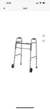 New In Box- Guardian Basic Two Button Folding Walker With 5  Wheels, Adult