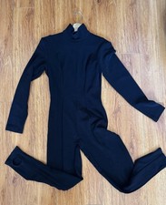 Tadashi Shoji Women’s Black Solid Turtleneck Zip Catsuit Long Sleeve sz XS