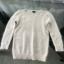 Club Monaco Angora Rabbit Hair Womens Medium Sweater Baby Pink Fuzzy Clean Girl