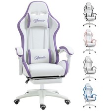 Vinsetto Racing Style Gaming Chair with Reclining Function, White and Purple