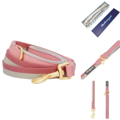 Blueberry Pet Dog Leash 6 ft x 3/4'' Polyester & Genuine Leather Pink Grey