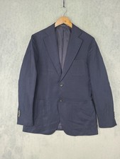 Suitsupply Blazer Mens 40R Navy Havana Wool Linen Slim Vitale Barberis VBC