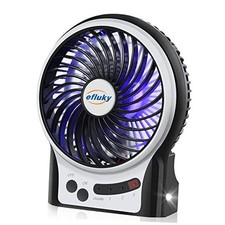4.9-Inch Mini Desk Fan - 3 Speeds, Rechargeable Battery/USB Powered with Black