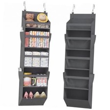 1 Pack Over the Door Organizer 5 Section Hanging Storage 5 section Dark Gray