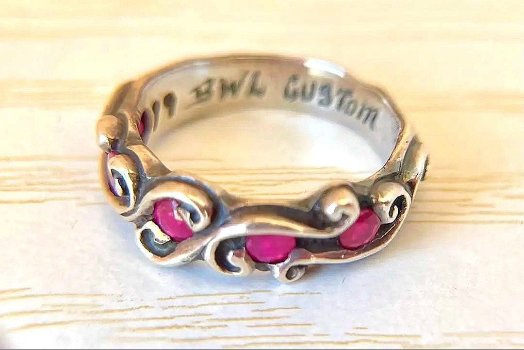 Bill Wall Leather 99 Wave Ring Ruby Custom Size 1… - image 1