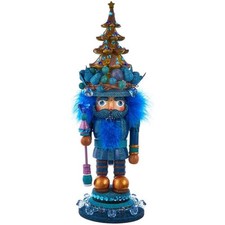 Kurt Adler Hollywood Wooden Nutcracker Collection, Blue with Tree, 18"