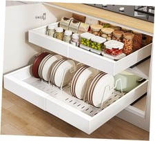 2 Pack Pull out Cabinet Organizer 21"Deep With 12.1"-20.4"W x 21"D 2Pack White