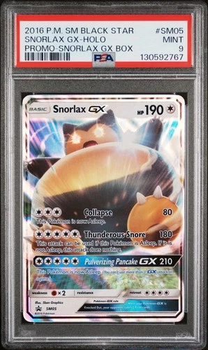 Pokémon TCG Snorlax GX SM05 Sun Moon Black Star Promo PSA 9