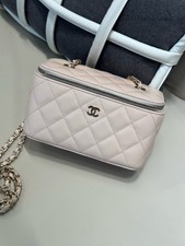 Auth Chanel Vanity Case Caviar Leather Quilted Chain Crossbody Bag [Duties Paid]