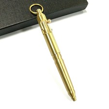 Retro Pocket Solid Brass Ballpoint Pen Bolt Keychain Outdoor Tactical EDC New
