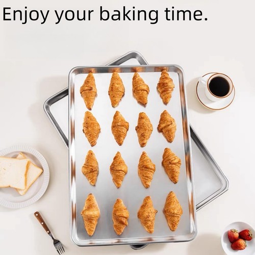 2 Pack Stainless Steel Baking Sheet Pans Cookie Tray Pans for Baking Roasting - Picture 4 of 9