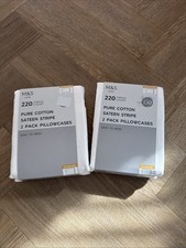 Marks and Spencer Pure Cotton Sateen Stripe Standard Pillowcases 2 X 2 Pack