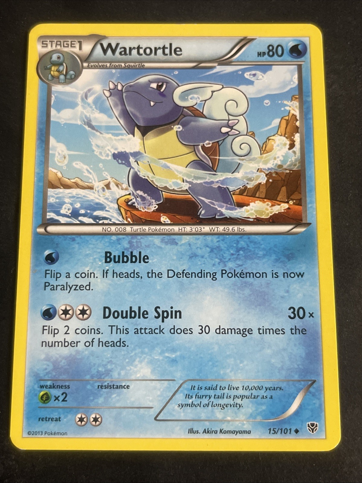 Wartortle 15/101 Uncommon Plasma Blast Pokemon Moderately Played
