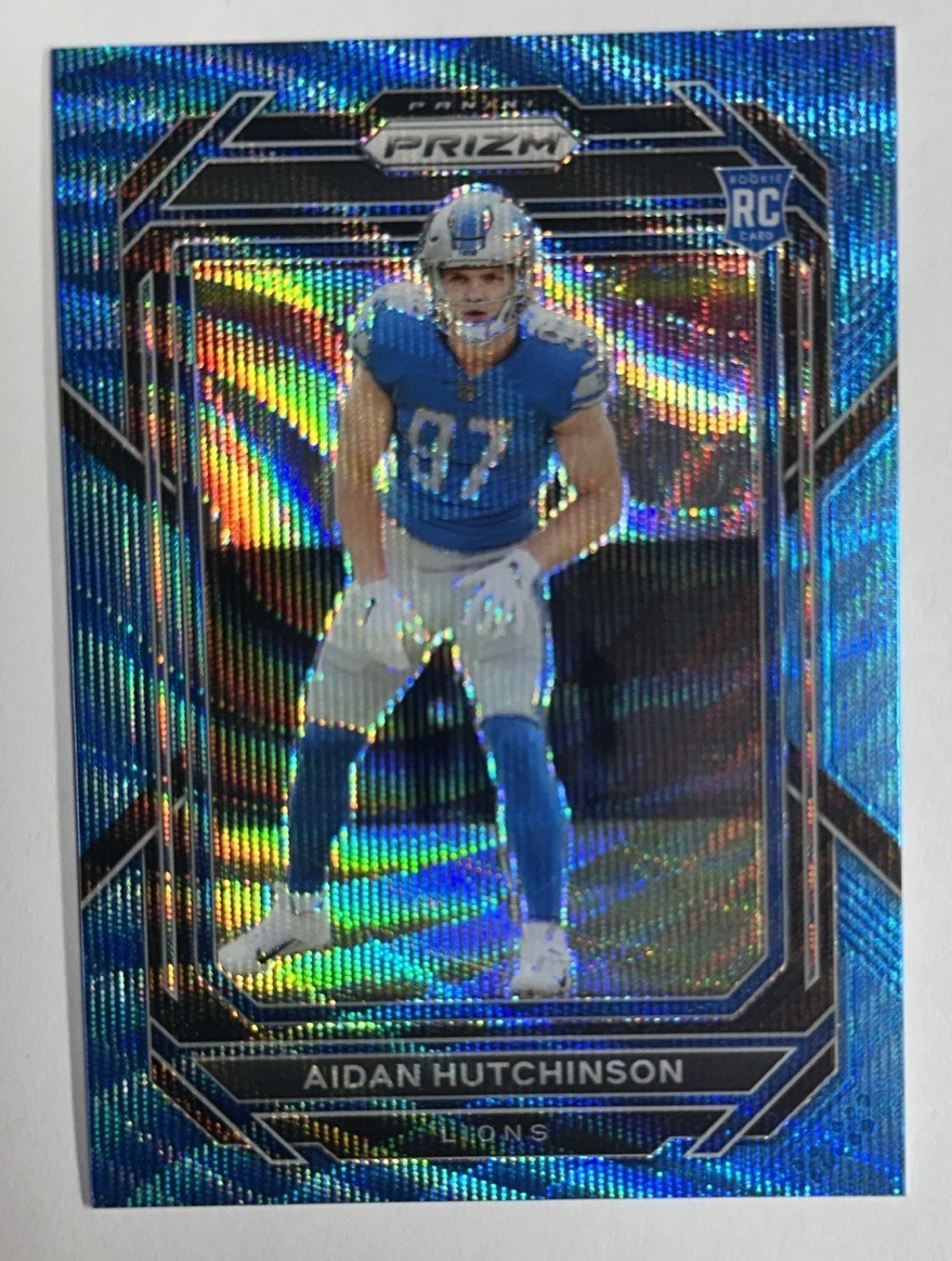 2022 Panini Prizm Blue Wave Aidan Hutchinson Rookie RC 036/199 #340