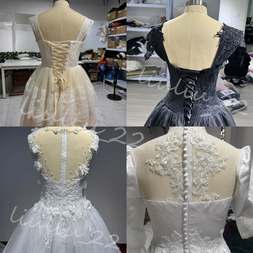 Vestido de novia simple de organza talla grande con hombros descubiertos tren de barrido vestidos de novia Foto 4 de 4