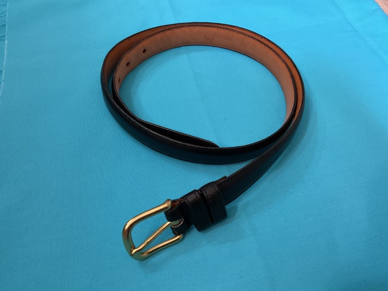 Vintage Coach Black Leather Men's Belt SZ 38  One Inch wide  #6600 Brass Buckle