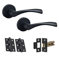Door Handle Twirl Lever on Rose Pair 52mm Rose - Black