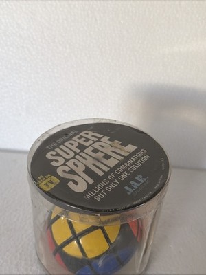 NEW 1980s ORIGINAL JAR SUPER SPHERE RUBIKS CUBE BALL PUZZLE W/ CLEAR TUBE LABEL