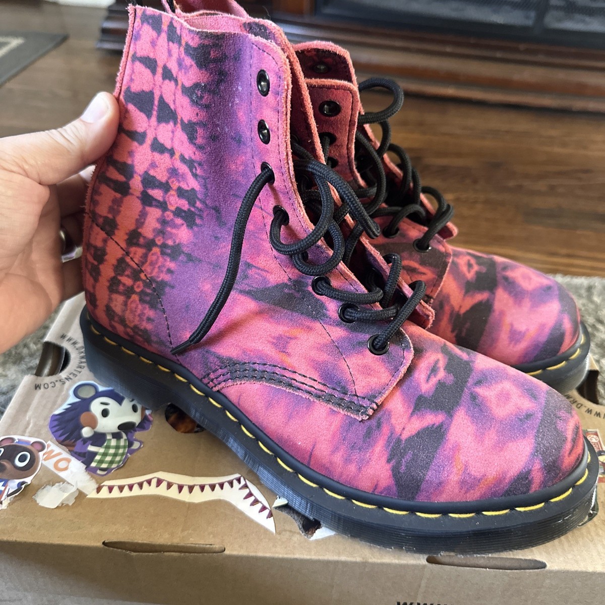 Martens Purple Summer TIE DYE Tumbled 1460 Pascal Lace Up