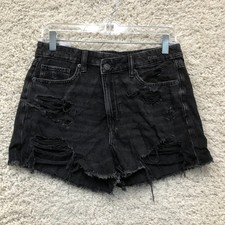American Eagle Shorts 6 Womens Black High Rise Cut Off Casual Jeans Distressed