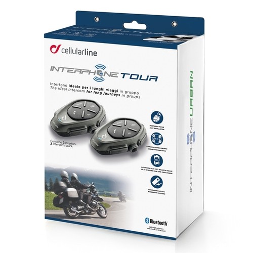 Interphone Cellularline Tour Pacco Doppio 2 Moto Bluetooth Interfono  Sistema | eBay