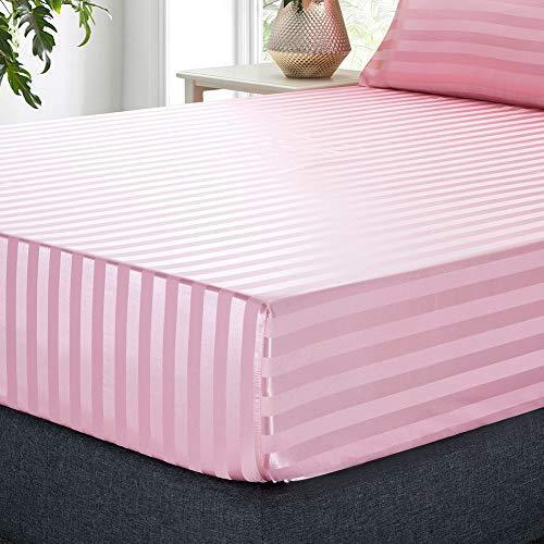 SatinSilk Sheets King Size Bed Set, Pink Soft Cooling Deep Pocket King