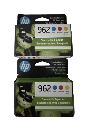 HP 962 Cyan, Magenta, Yellow Ink Cartridges, 3YP00AN*Exp Date 01/2027*LoT of 2*
