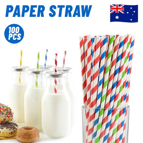 UP 1500x Colourful Striped Paper Straws 5MM Drinking Straws Straw Party Bulk AU - Picture 13 of 16