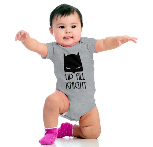 Funny Up All Night Comic Book Bat Superhero Newborn Baby Boy Girl Infant Romper - 第 4/10 張圖片