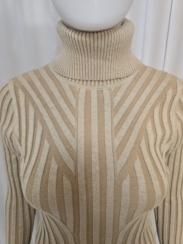New DKNY Women's Ivory Printed Turtleneck Ribbed Long-Sleeve Sweater Size S. - Picture 5 of 24