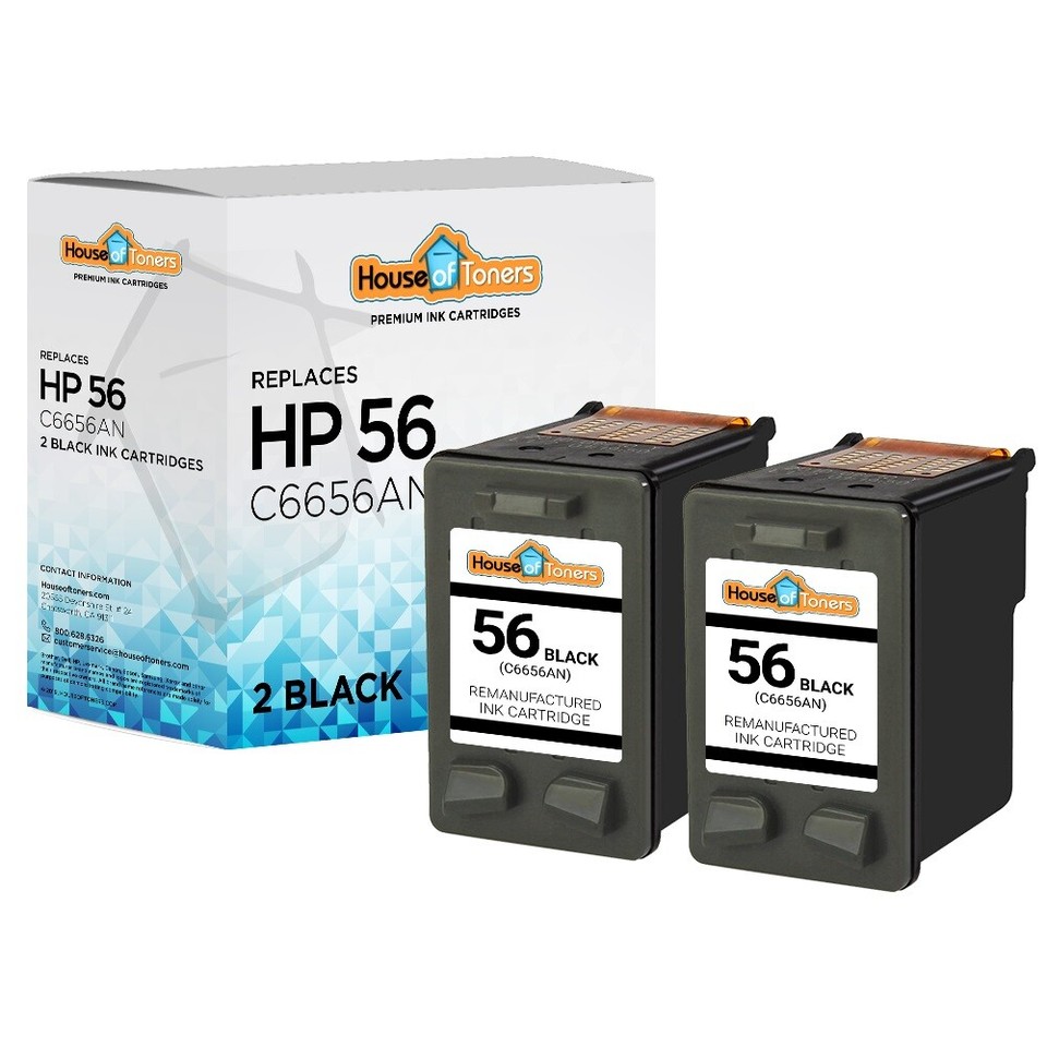 2-Pack Black Ink Cartridge - Replaces HP 56 For Deskjet 450, 5150, 5550, 5650, FAX 1240 & More 7 thumbnail image