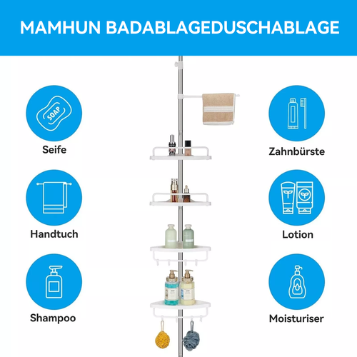 Teleskopregal Duschregal Duschablage Eckregal 4 Ablagen Handtuchhalter Badregal - Bild 5 von 12