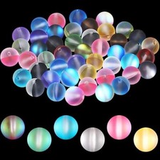 140 Pcs 8 Mm Mermaid Glass Beads Bulk Matte Crystal Glass Beads Glass Frosted Mo