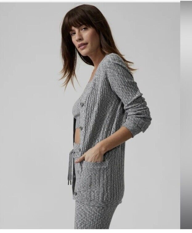 Athleta S Small Revolve Cardigan Sweater Grey Heather NEW! #984615
