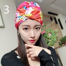 Women Floral Swimming Cap Turban Bathing Hat Adjustable Long Hair Sun Seaside
