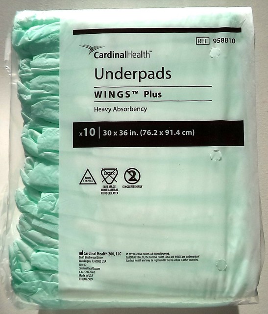 13x Cardinal Health Underpads Wings Plus Heavy Absorbency Green 30 X