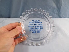 Imperial Glass Ashtray - 1956 AFGWU National Convention, Cleveland Ohio