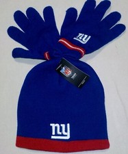 NEW YORK GIANTS NFL TEAM APPAREL WINTER GLOVES HAT SET KIDS 8-20 BEANIE