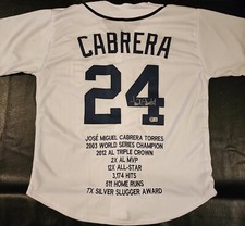 Miguel Cabrera Autographed White Detroit Tigers Custom Career Stat Jersey BW COA