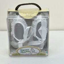 Baby Deer Crib Booties Dress Shoes Girls Size 2 3-6 Mo White Satin Lace New